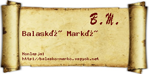 Balaskó Markó névjegykártya